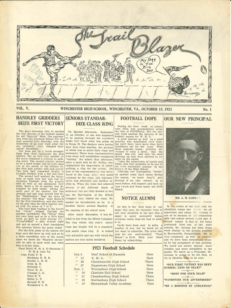 Handley - Trailblazer newspaper - Number 01 - October 15, 1923 - page 1