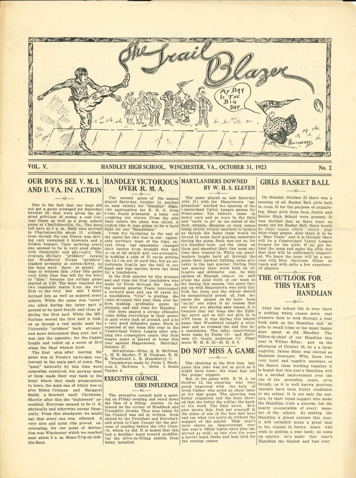 Handley - Trailblazer newspaper - Number 02 - October 31, 1923 - page 1