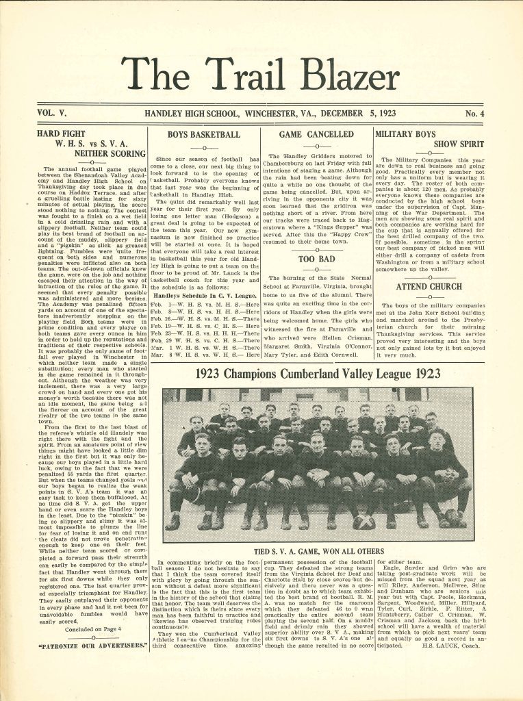 Handley - Trailblazer newspaper - Number 04 - December 5, 1923 - page 1