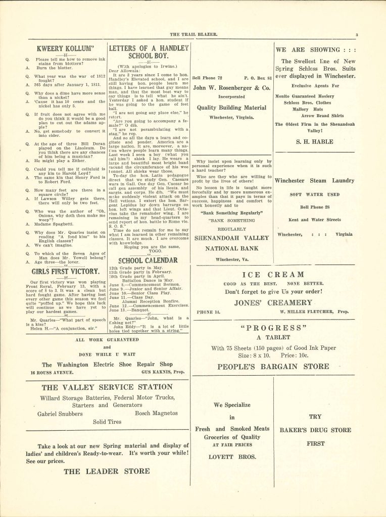 Handley - Trailblazer newspaper - Number 08 - February 21, 1924 - page 3